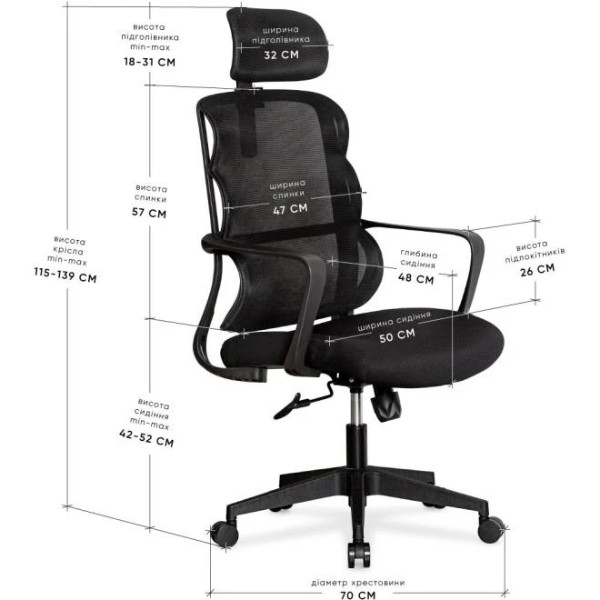 Фото - Крісло офісне Mealux Easy Black (HF-L15 F/B)